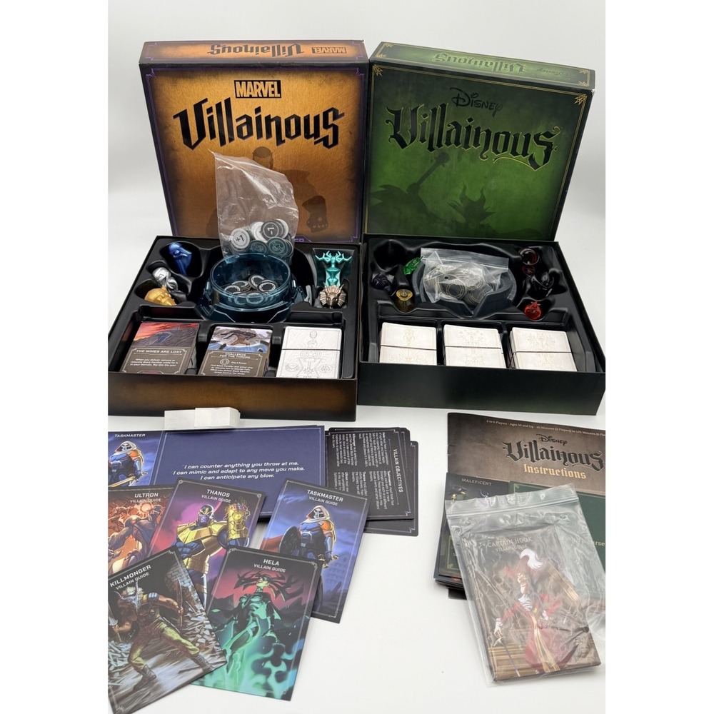 Disney Villainous The Worst Takes It All & Infinite Power Board Game Lot & Parts